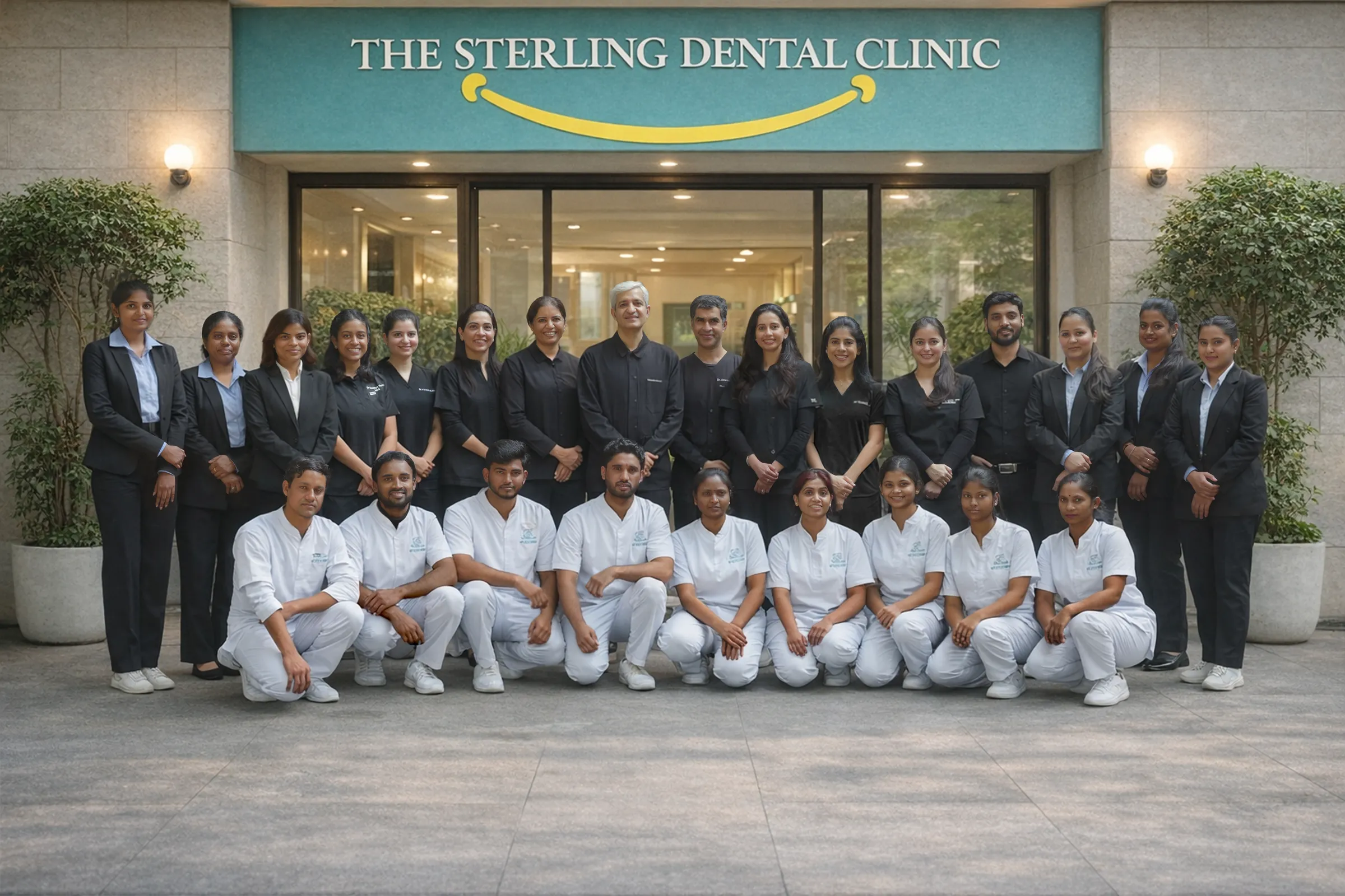 The Sterling Dental Clinic team outside the clinic in Vasant Vihar